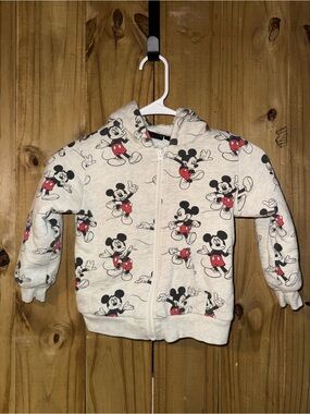 Disney Kids Mickey Mouse Zip-Up Hoodie - White with Red and Black Print